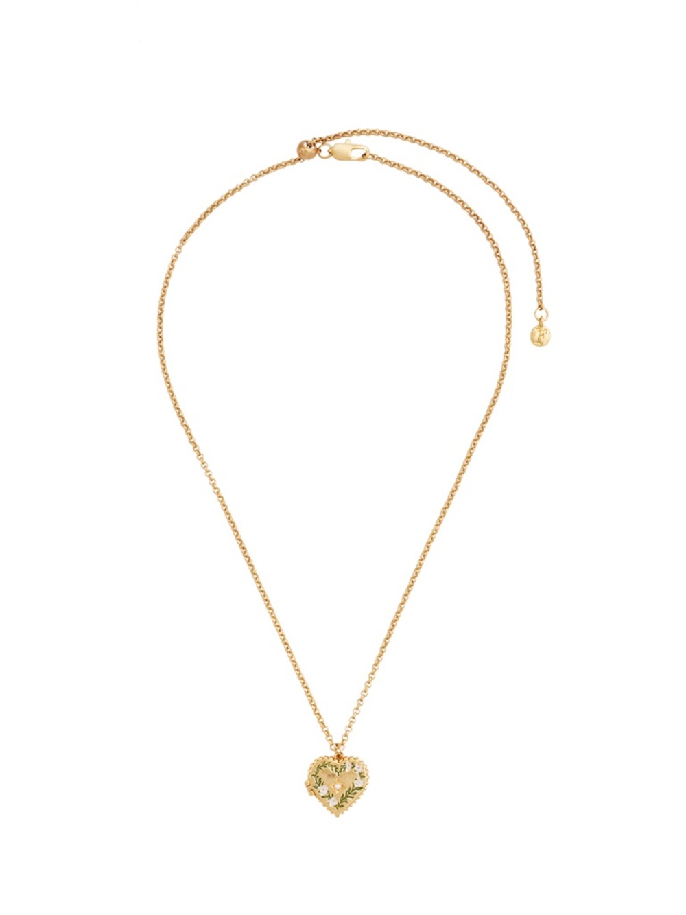 Gold Jasmine Heart Locket Necklace by Fable England